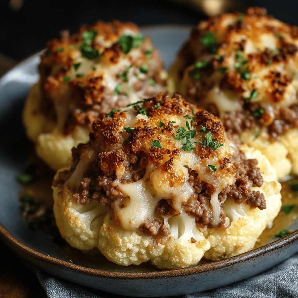 Blumenkohl gefüllt mit Hackfleisch