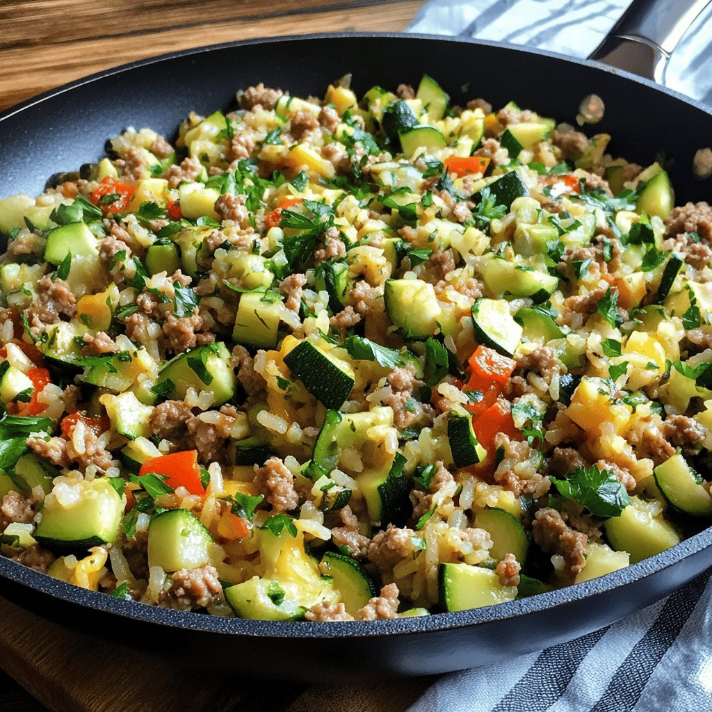 Zucchini-Reis-Hackfleisch-Pfanne