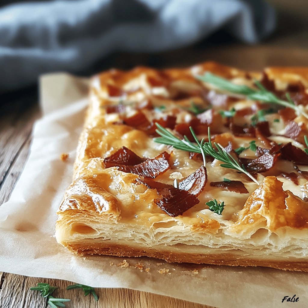 Einfacher Flammkuchen mit Blätterteig