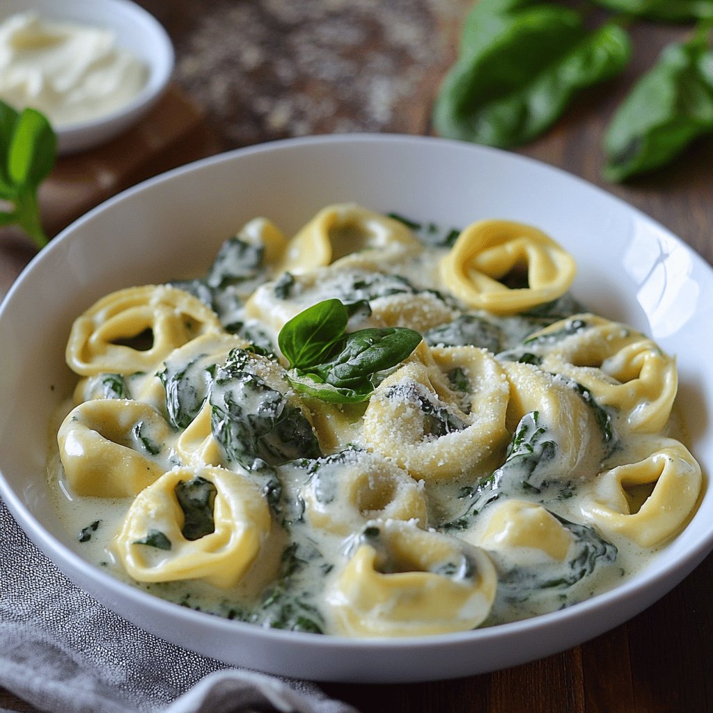 Spinat-Tortellini mit Frischkäsesoße