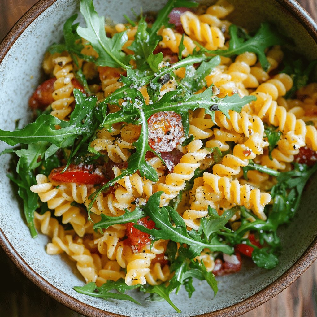 Frischer Rucola-Pastasalat