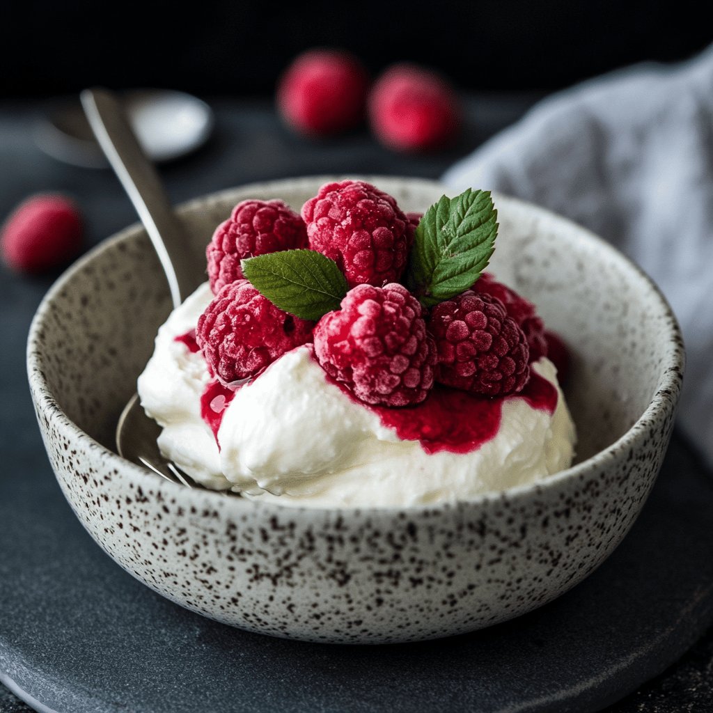 Quarkcreme mit Himbeerpüree