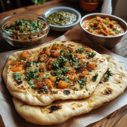 Veganes Knoblauch-Koriander Naan