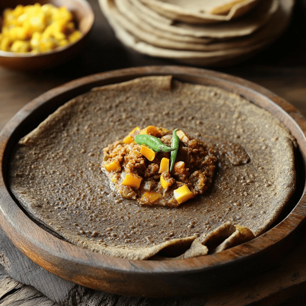 Traditionelles Injera mit Teffmehl