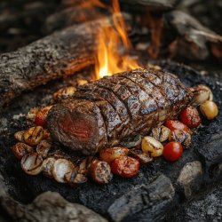 Steak nach Caveman-Art grillen