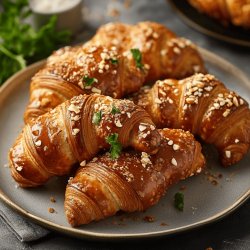 Selbstgemachte Laugencroissants