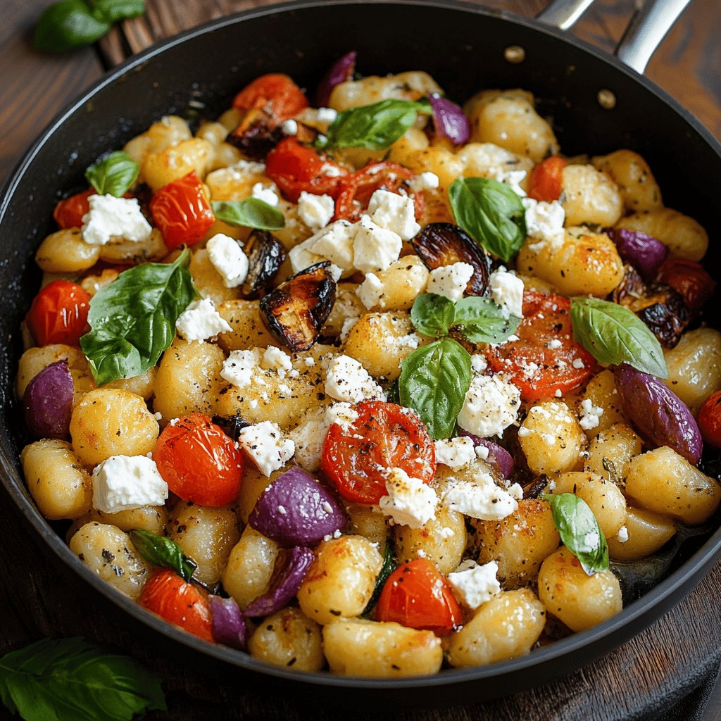 Gnocchi-Pfanne mit Gemüse und Schafskäse