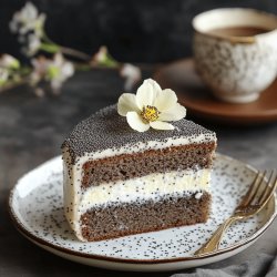 Klassischer Mohnkuchen mit Pudding