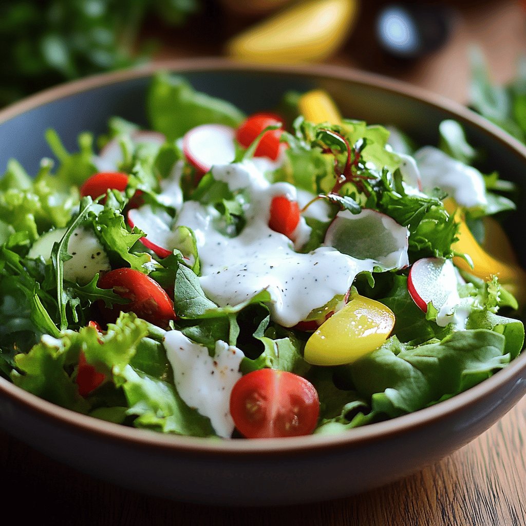 Frischer Salat mit Joghurt-Dressing