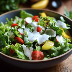 Frischer Salat mit Joghurt-Dressing