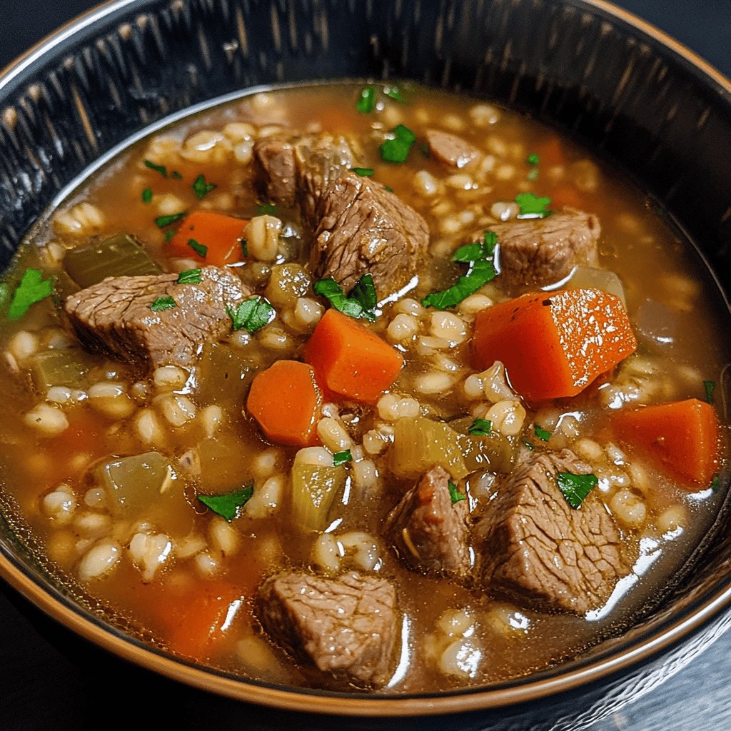 Herzhafte Graupensuppe mit Rindfleisch