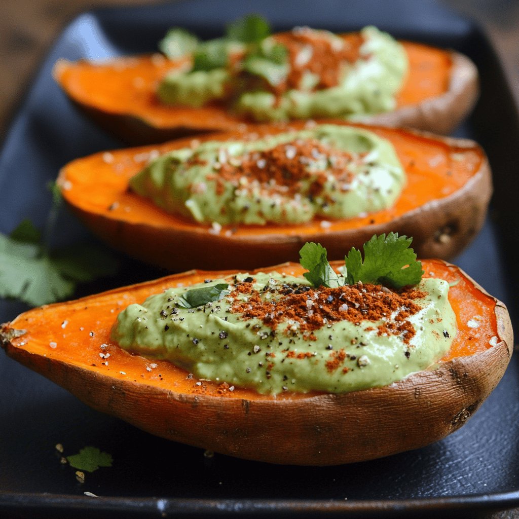 Süßkartoffeln mit Avocadocreme