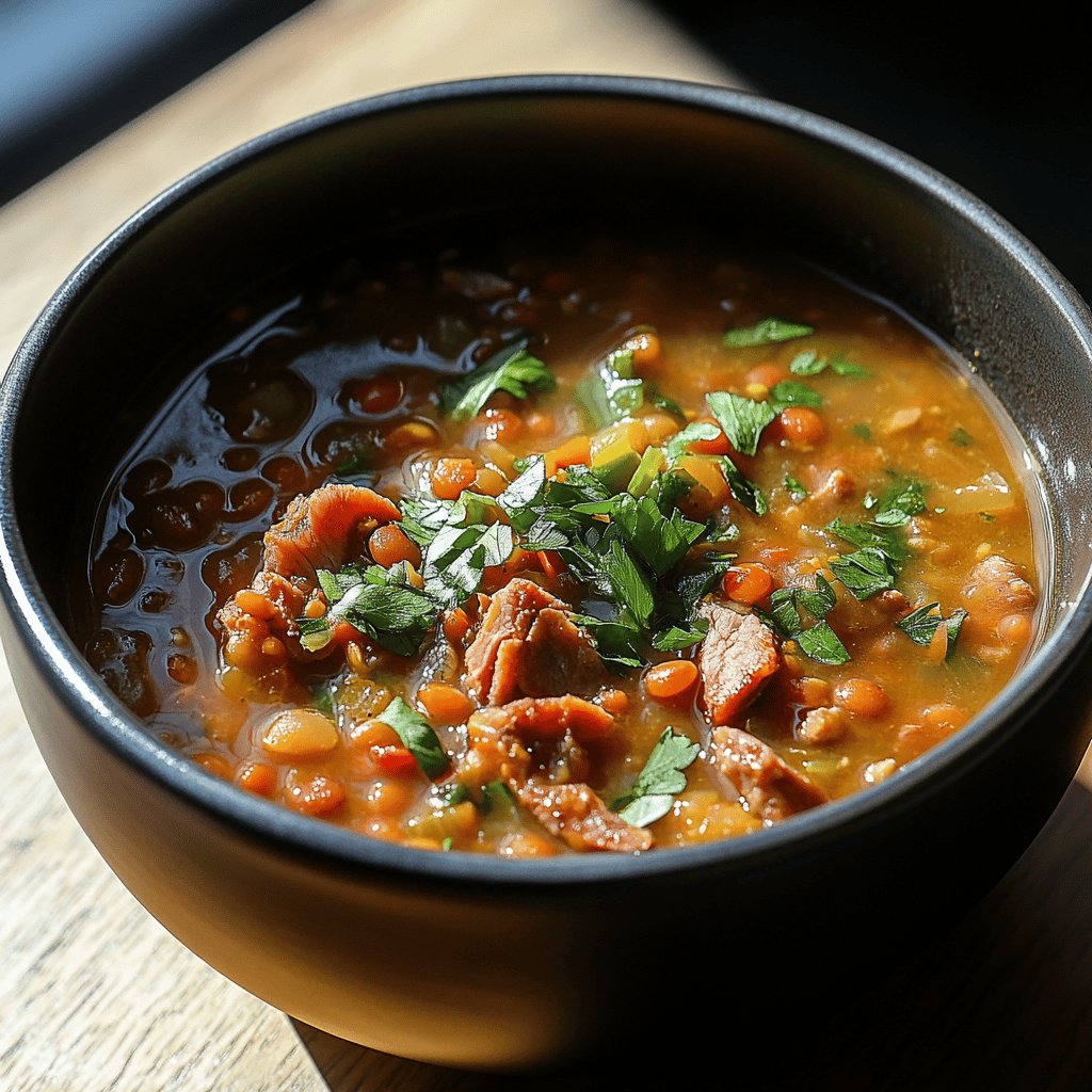 Herzhafte Linsensuppe mit Kasseler