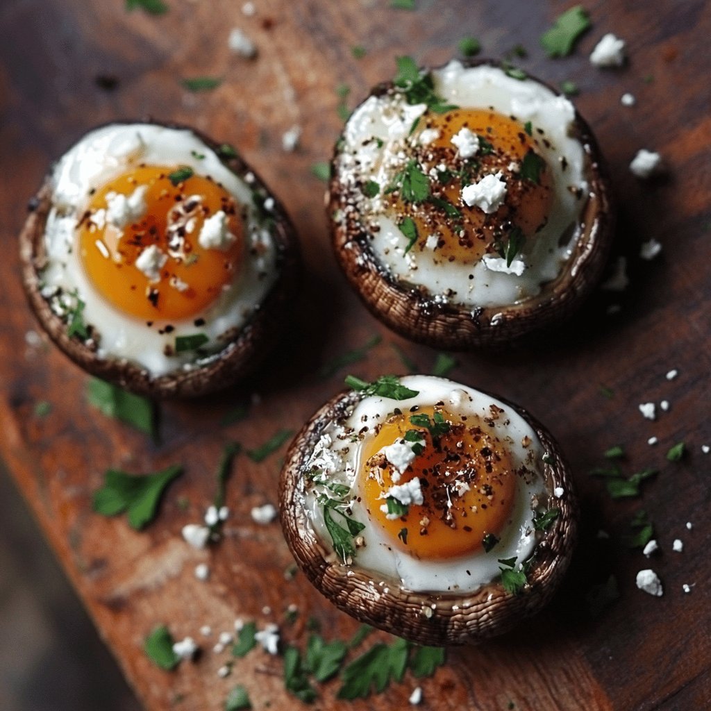 Gefüllte Champignons mit Wachteleiern