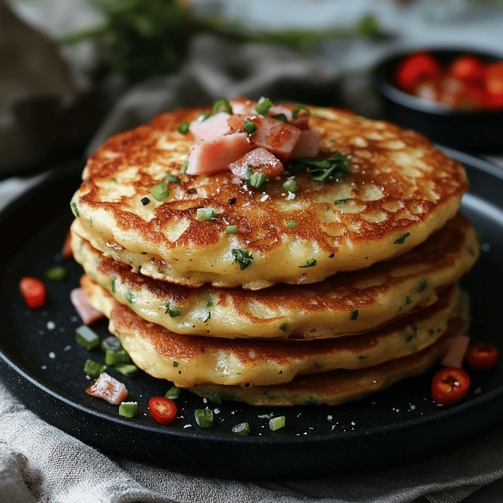 Herzhafte Pfannkuchen mit Schinken