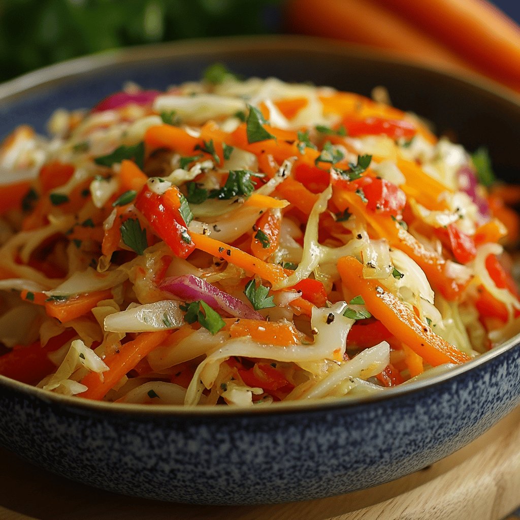 Frischer Kohlsalat mit Gemüse