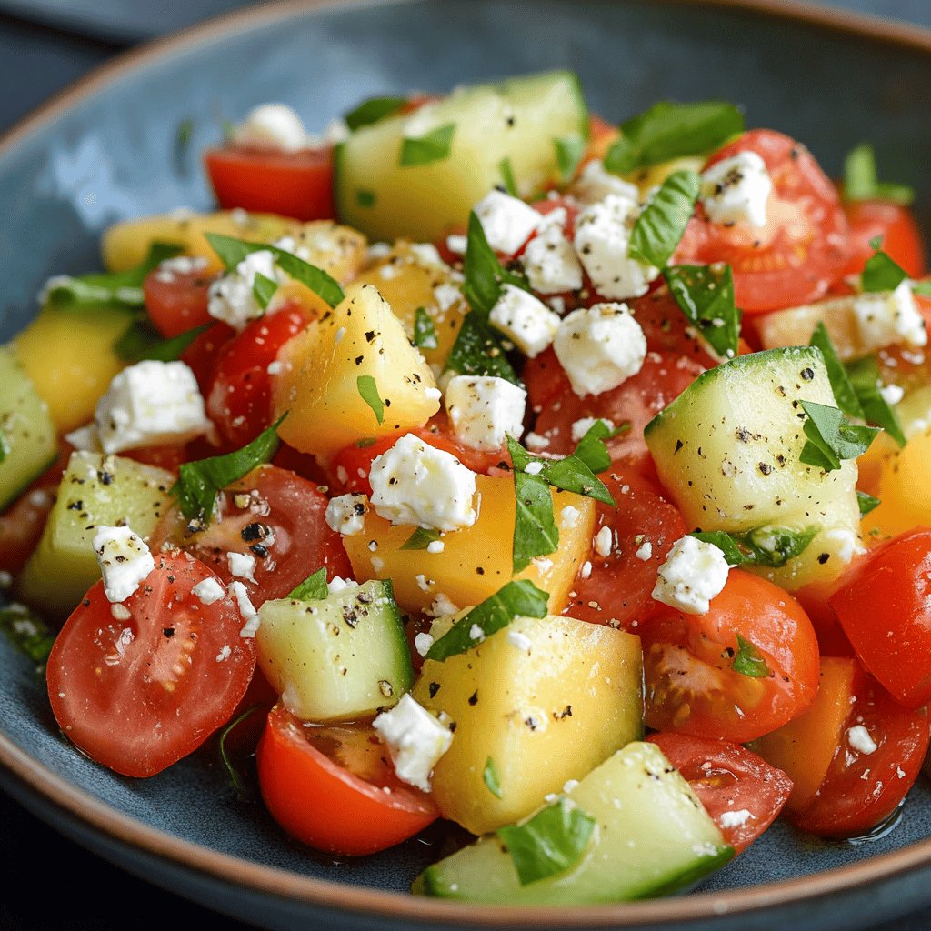 Erfrischender Tomaten-Melonen-Salat