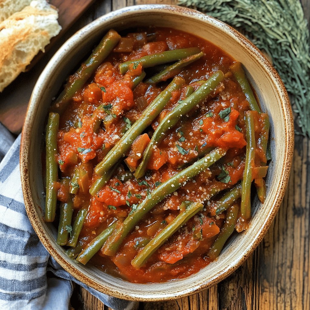 Grüne Bohnen in Tomatensauce