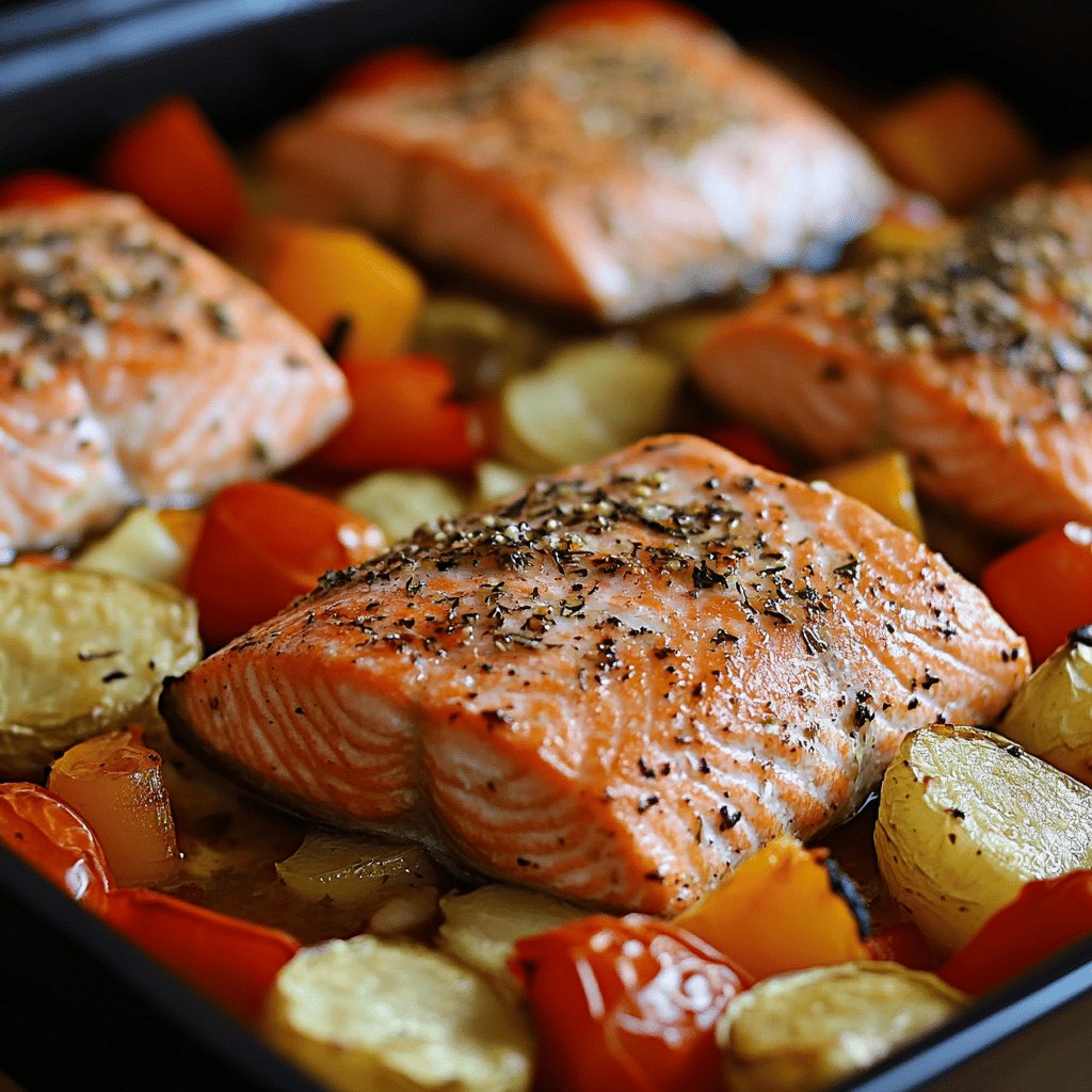 Gebackener Lachs mit Ofengemüse