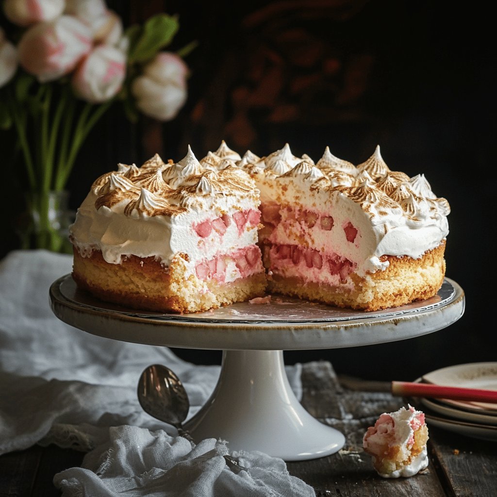 Rhabarberkuchen mit Baiserhaube