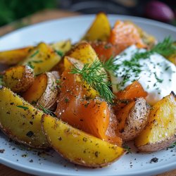 Röstiecken mit Lachs und Quark