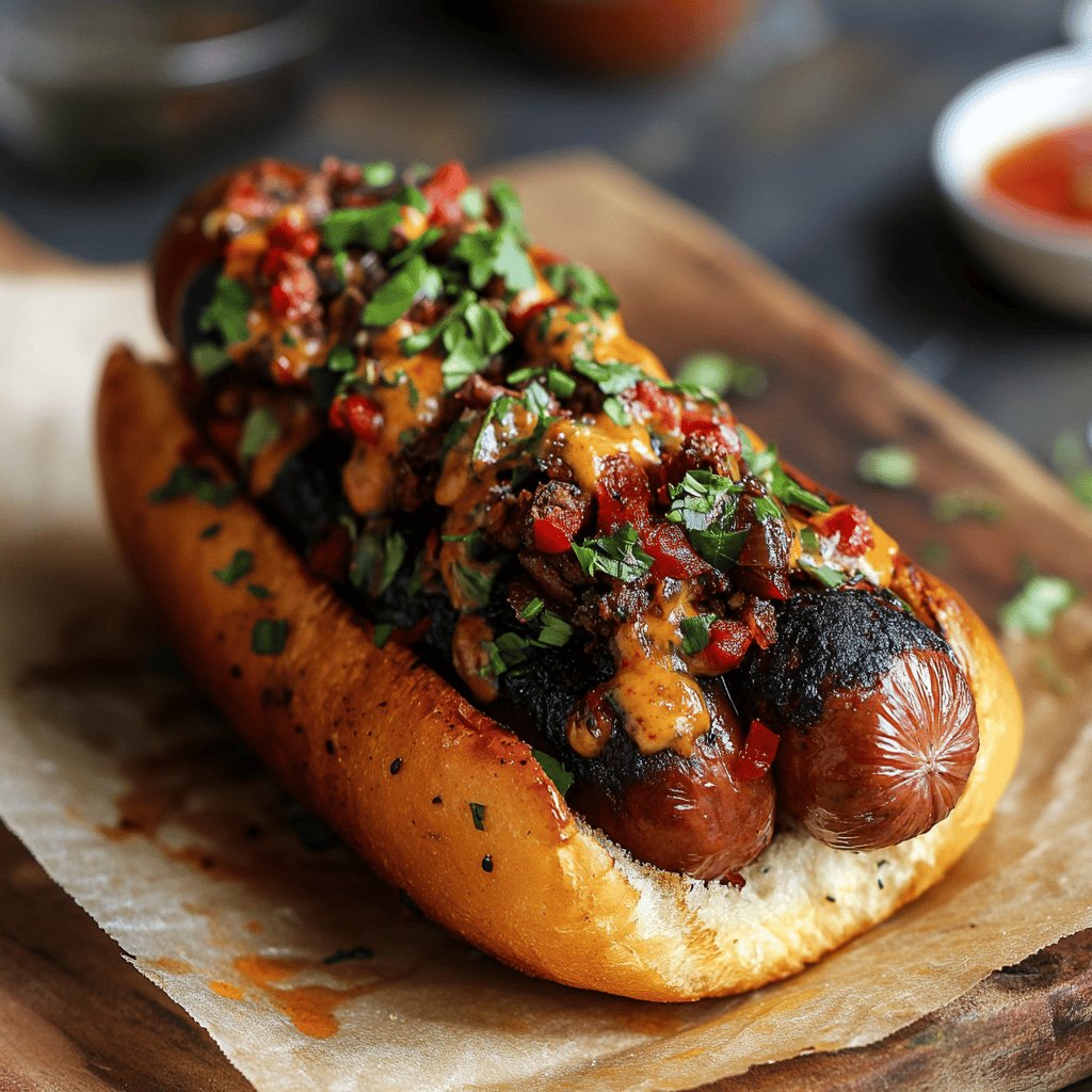 Merguez Hotdog im Brioche-Brötchen