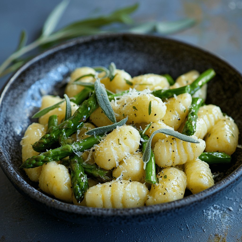 Salbei-Gnocchi mit Spargel