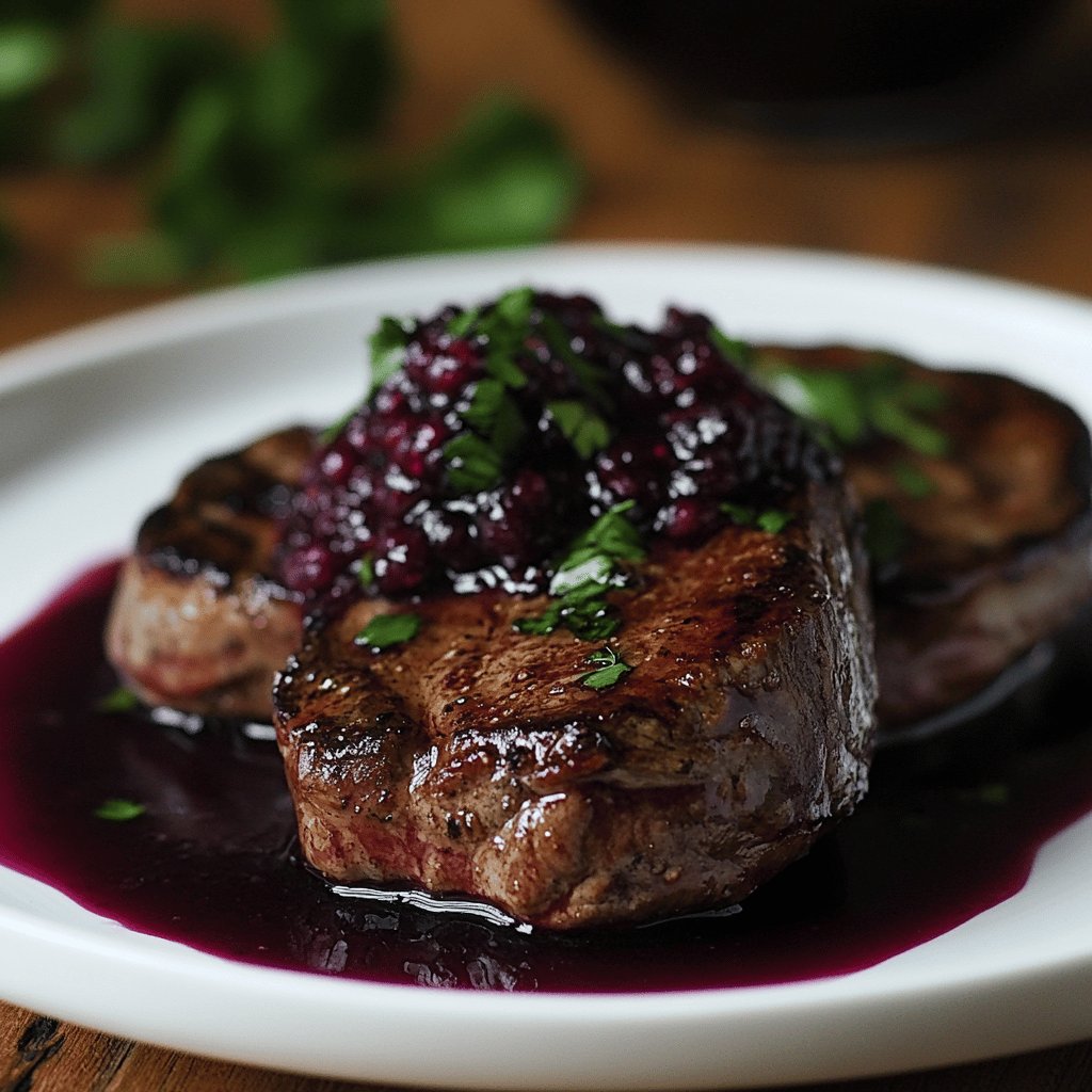 Hirschsteaks mit Cassis-Sauce