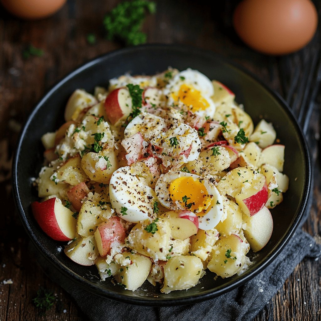 Kartoffelsalat mit Apfel und Ei
