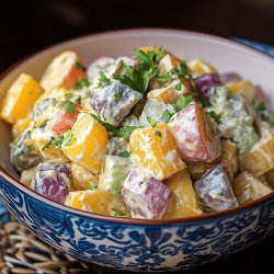Farbenfroher Kartoffelsalat