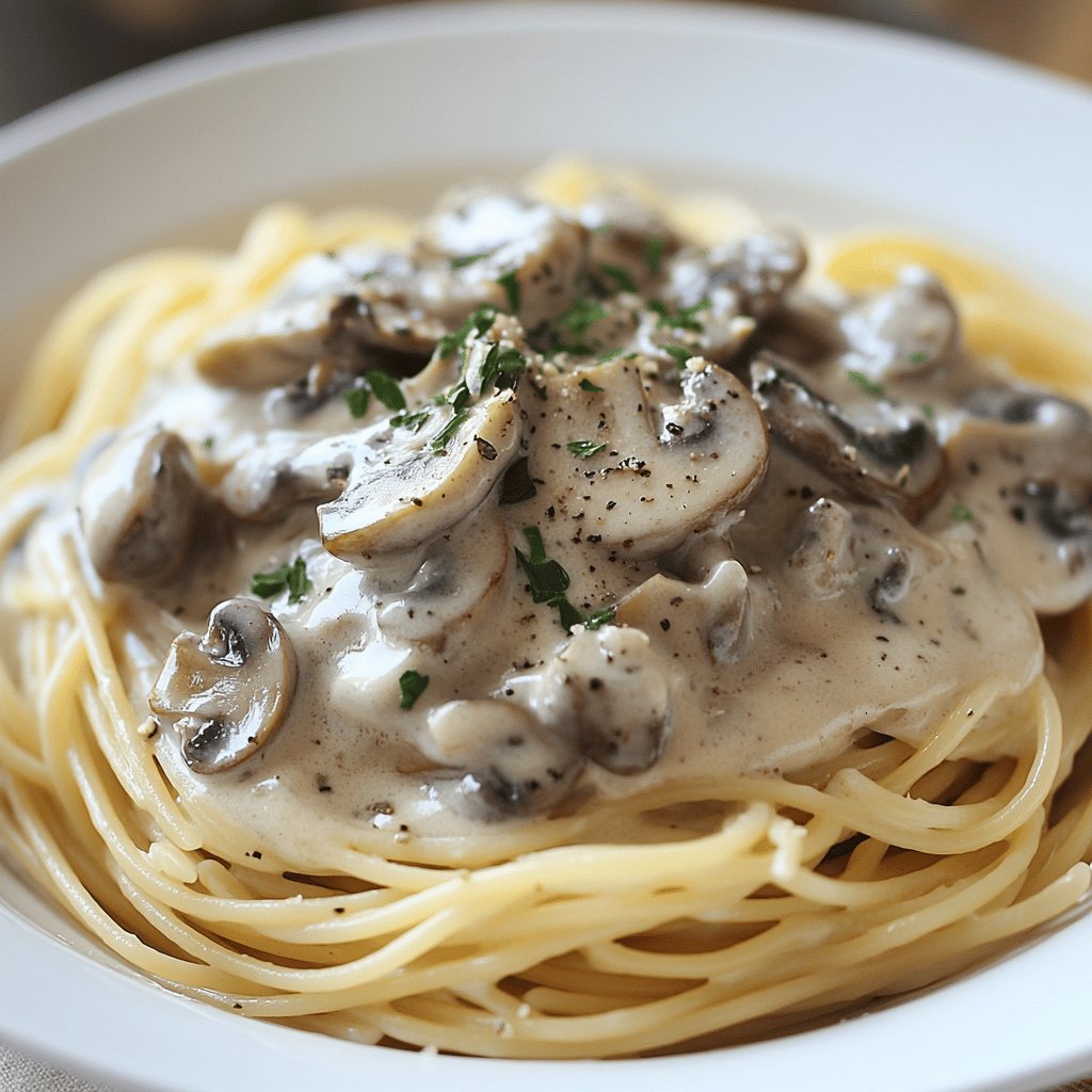 Spaghetti in Pilz-Sahne-Soße
