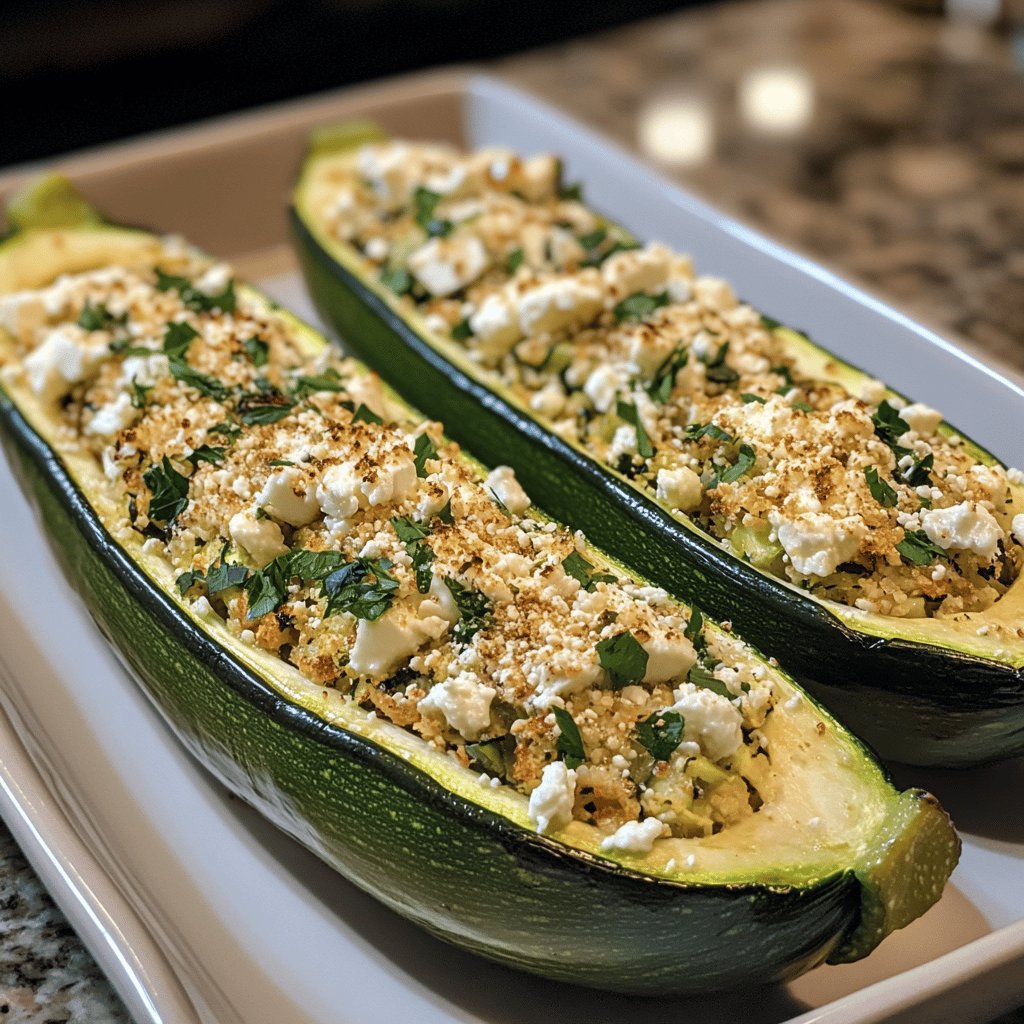 Zucchiniboote mit Feta