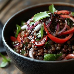 Belugalinsen-Salat mit Zwiebeln