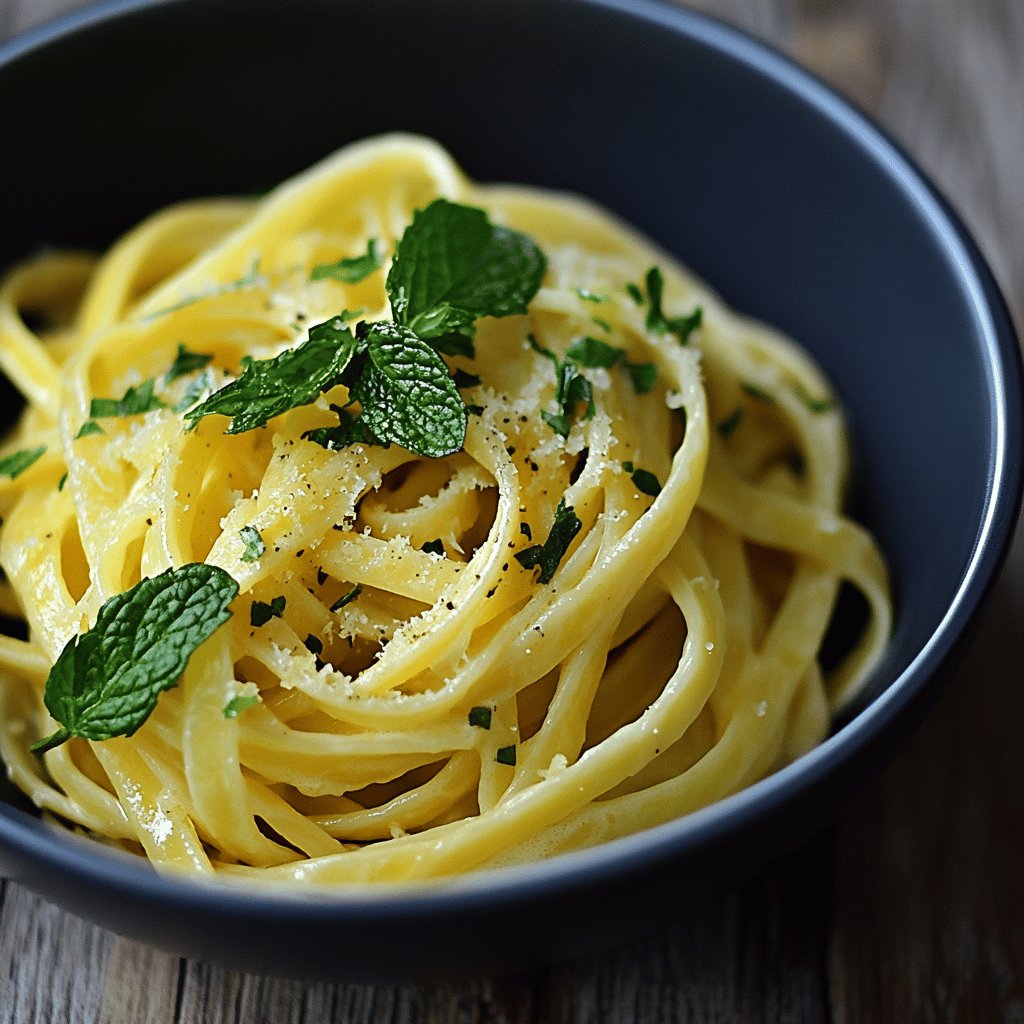 Linguine mit Zitronen-Minze-Sauce