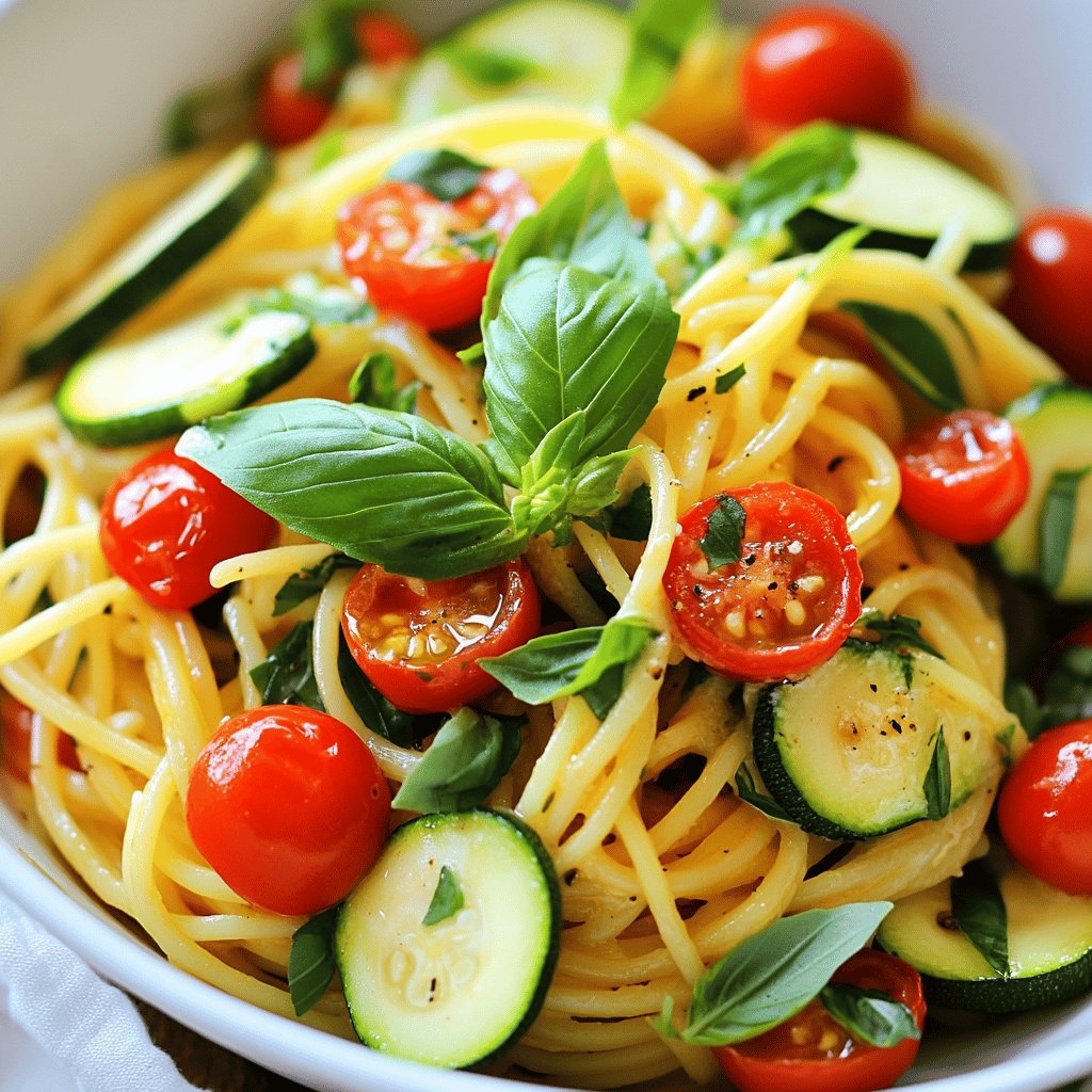 Spaghetti mit Zucchini und Tomaten