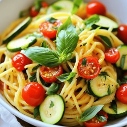 Spaghetti mit Zucchini und Tomaten