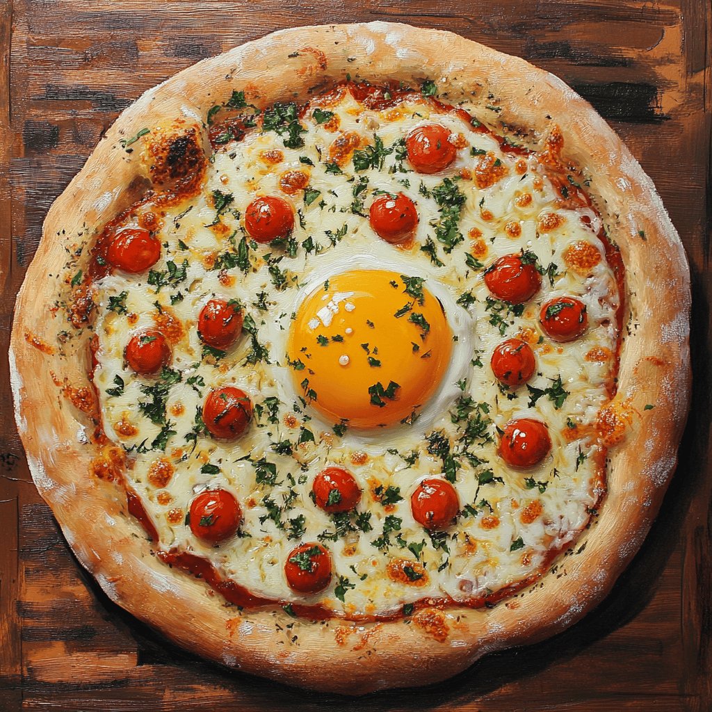 Pizza mit Ei und Käse