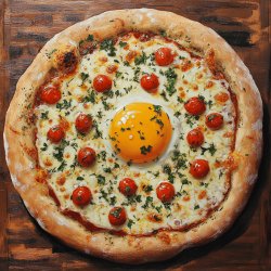 Pizza mit Ei und Käse