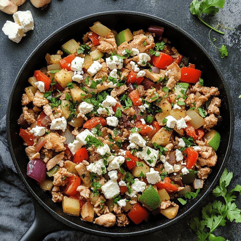Puten-Gemüse-Pfanne mit Feta