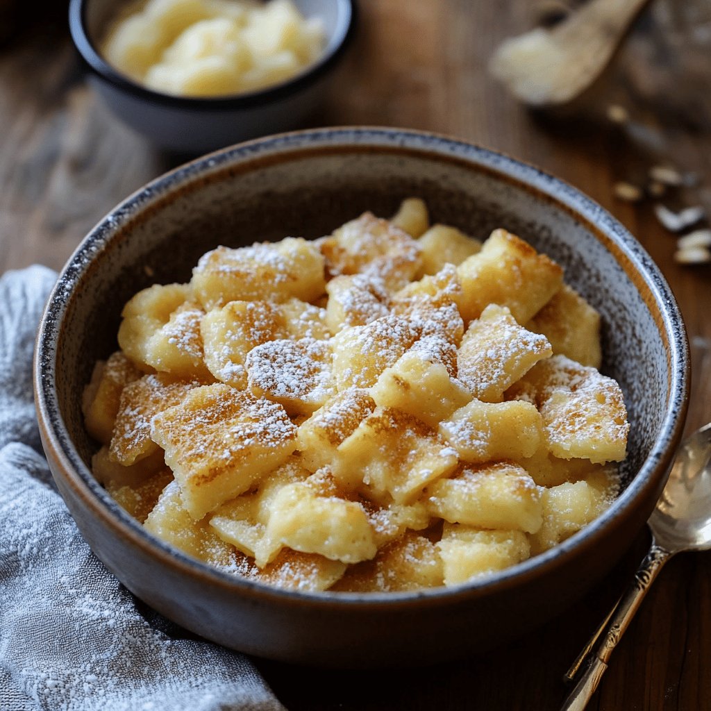 Traditioneller Kaiserschmarrn mit Apfelmus