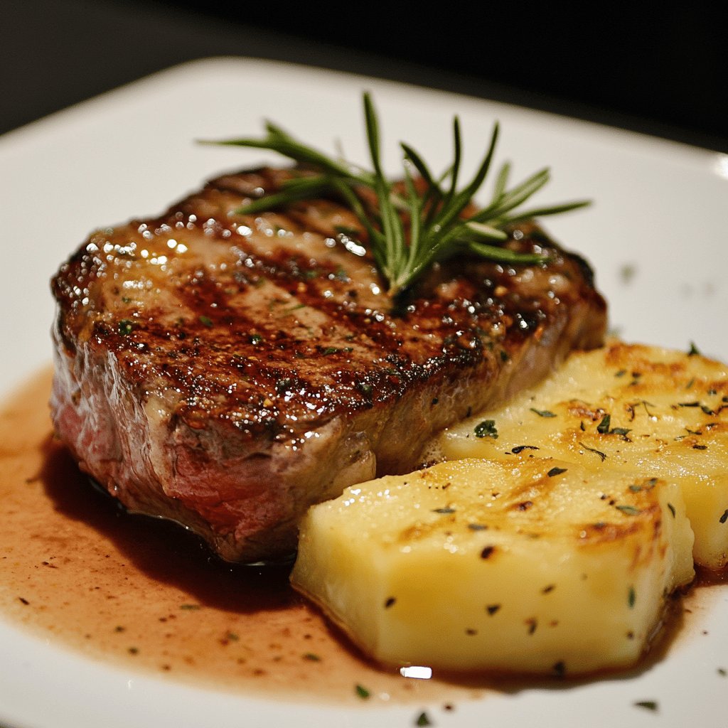 Sous-vide Entrecôte mit Kartoffelgratin