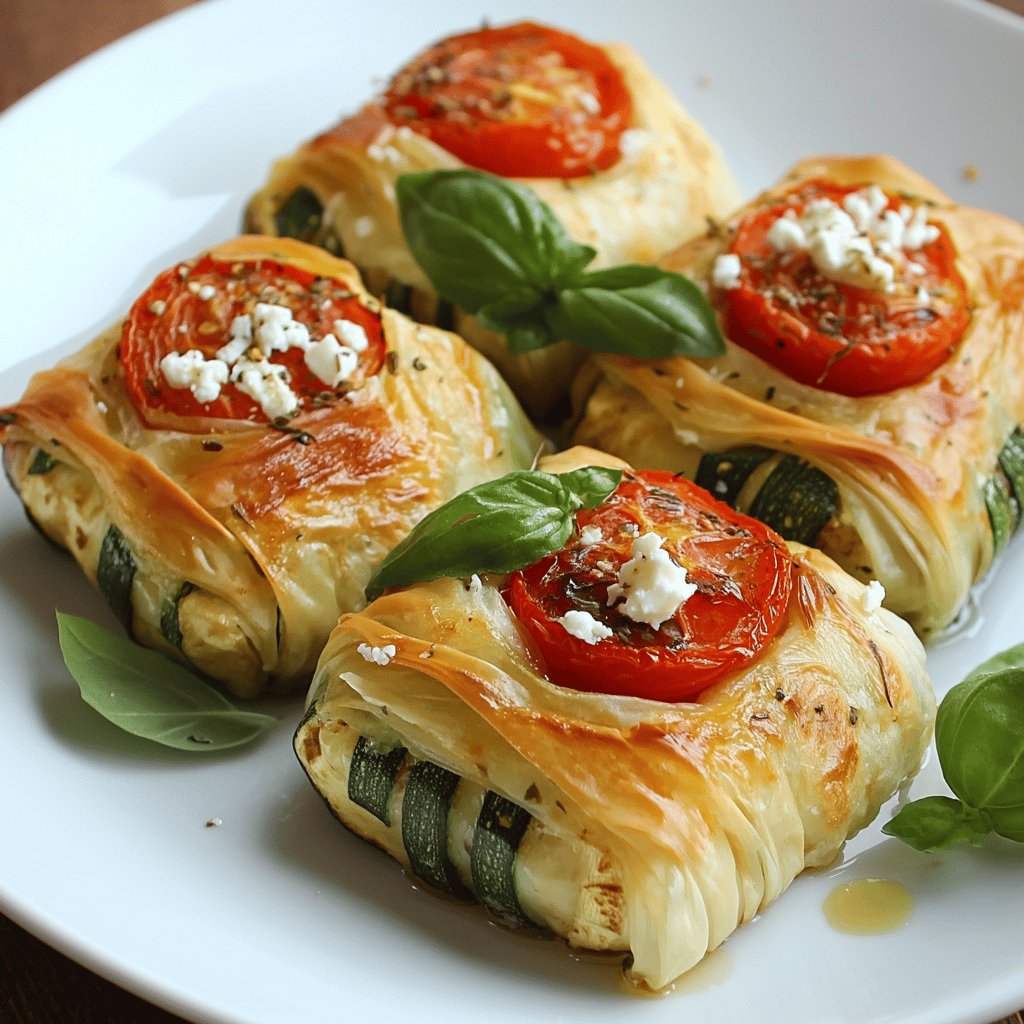 Zucchini-Tomaten-Feta-Päckchen