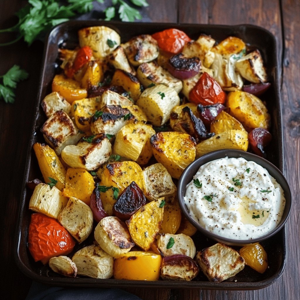 Herbstliches Ofengemüse mit Dip