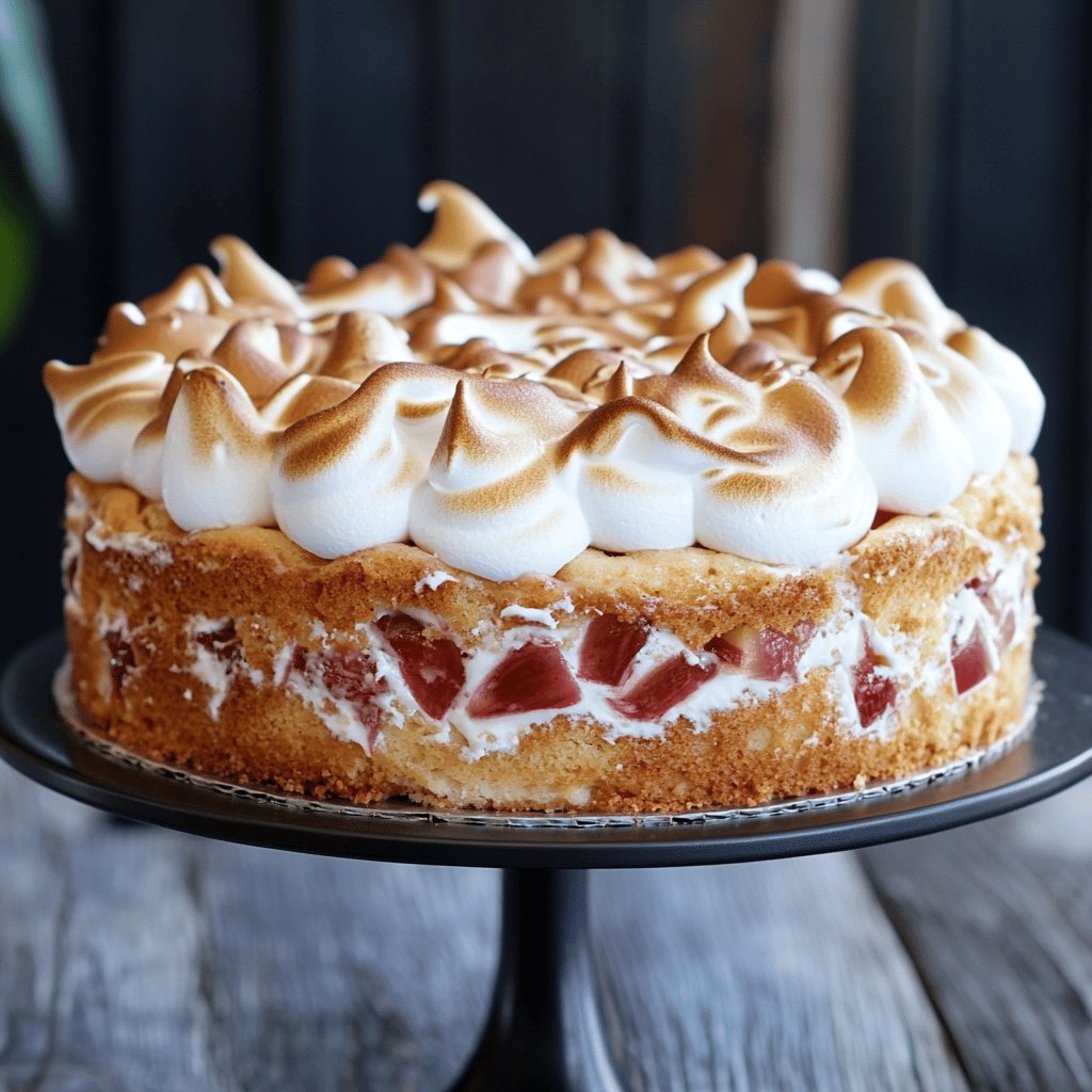 Rhabarberkuchen mit Baiserhaube
