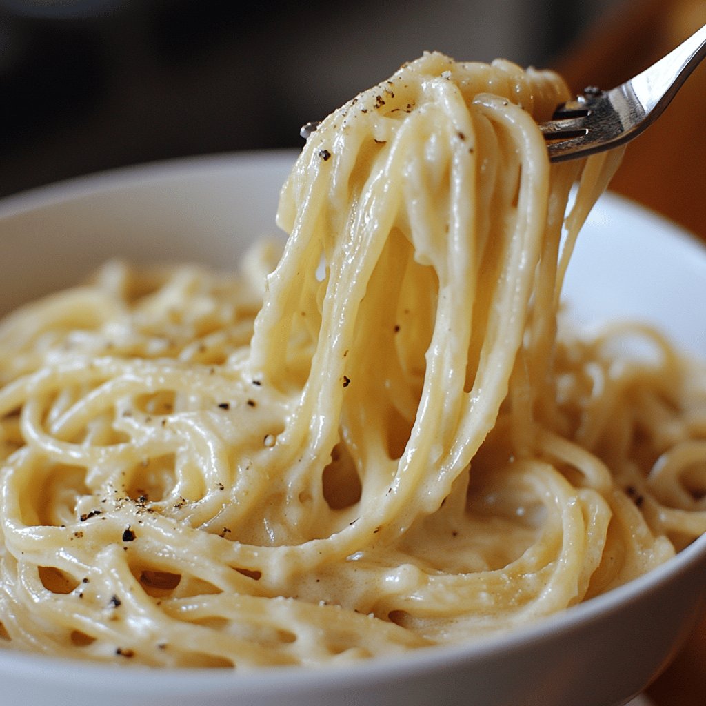 Spaghetti mit Knoblauch-Käsesauce
