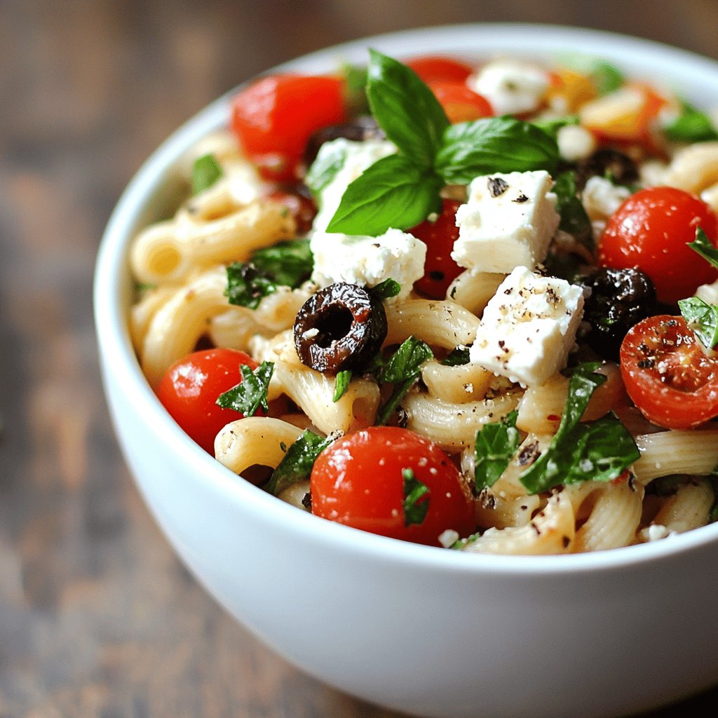Mediterraner Feta-Nudelsalat