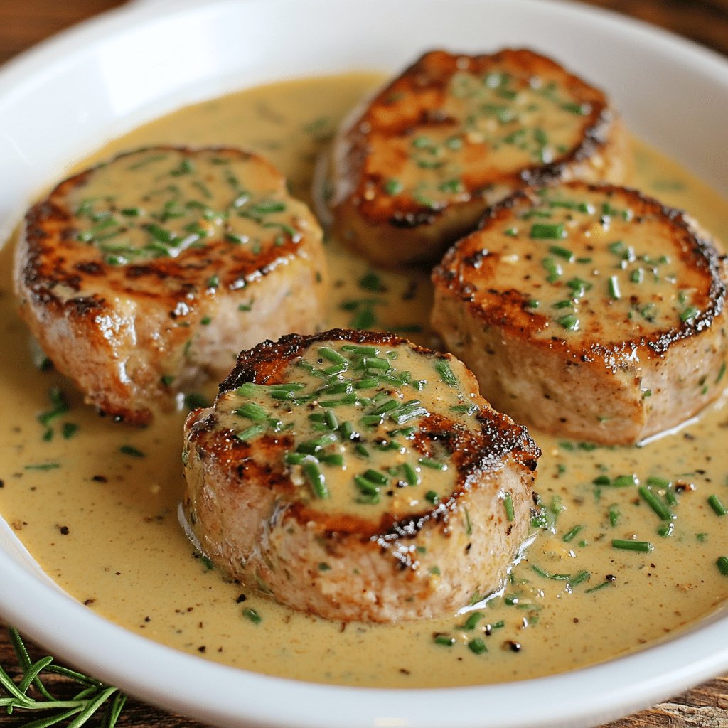 Schweinsmedaillons in Senfsauce