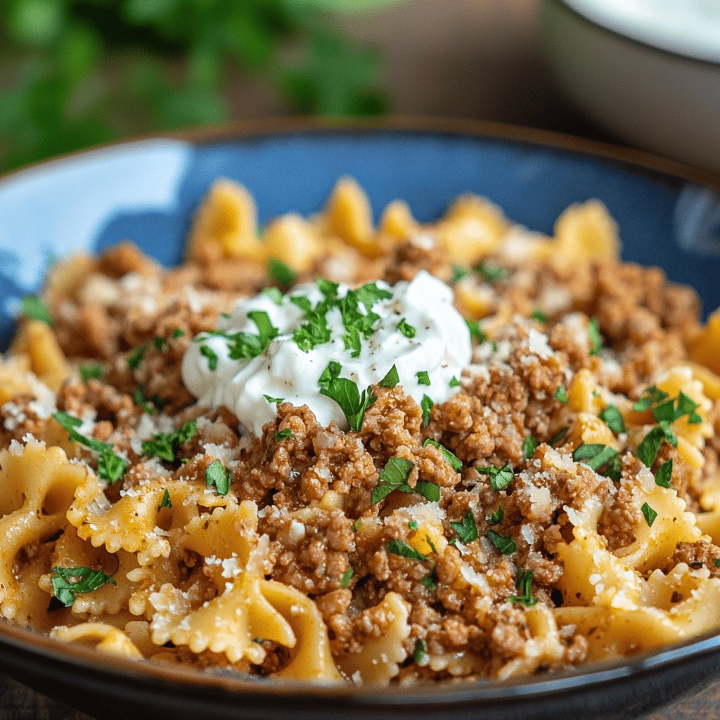 Pasta mit Hackfleisch und Joghurt