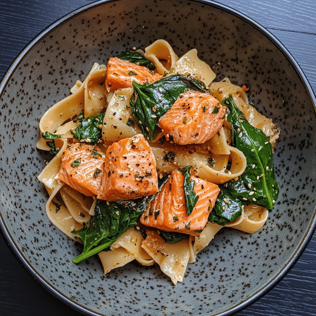 Lachs-Spinat-Pasta