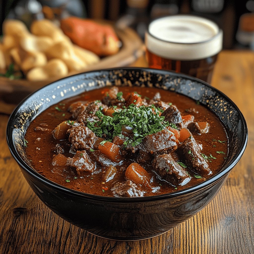 Herzhaftes Schwarzbier-Gulasch